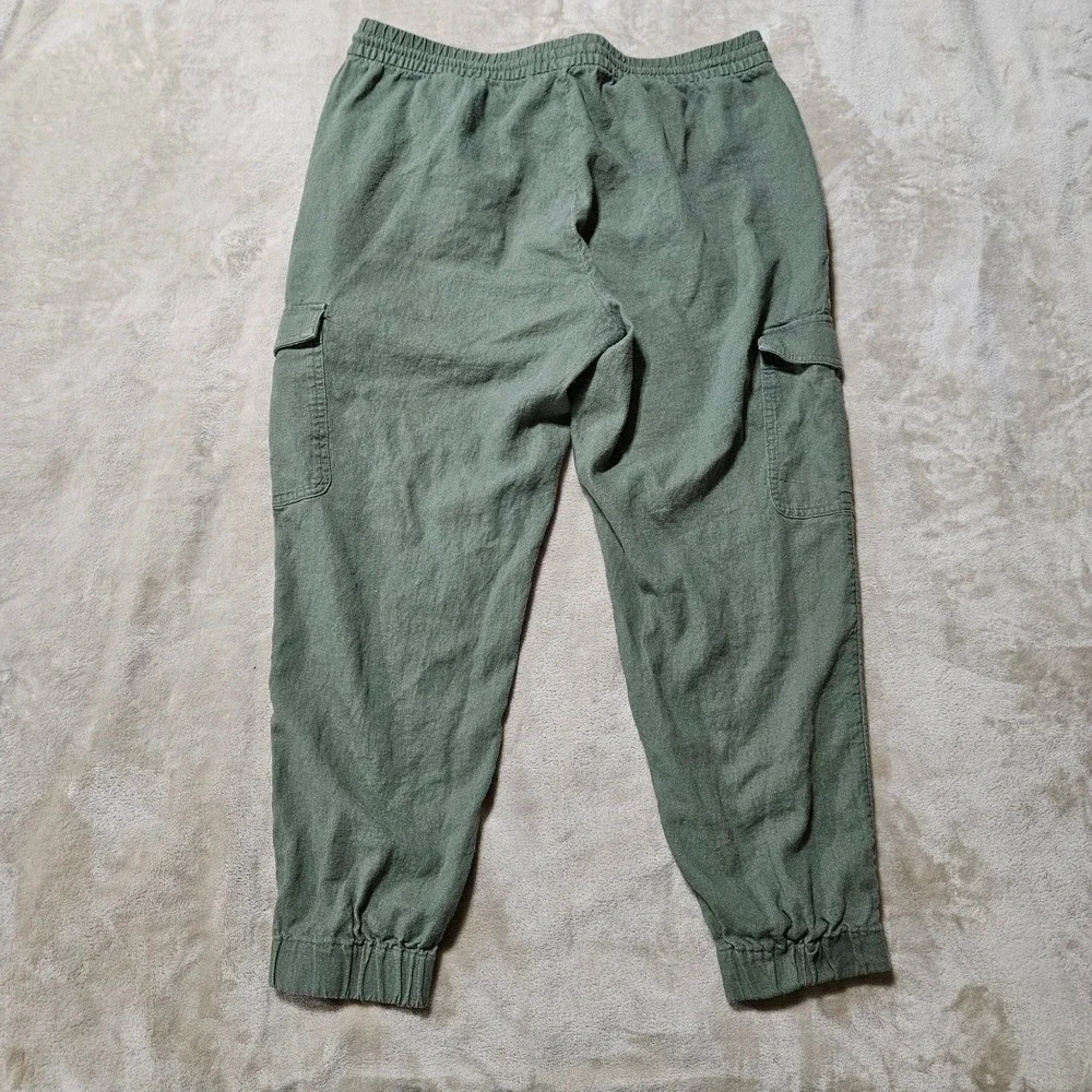 Banana Republic Womens Linen‎ Blend Cargo Jogger Pants Olive Green Size L